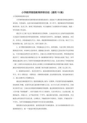 小学教师继续教育研修总结（通用15篇）.docx