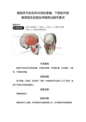颞颌关节处和耳内深处疼痛、下颌张开困难表现及自我拉伸锻炼法操作要点.docx