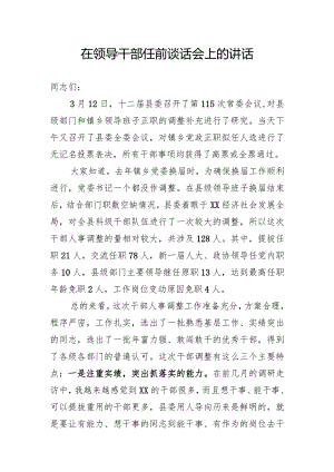 领导干部调整集体谈话.docx