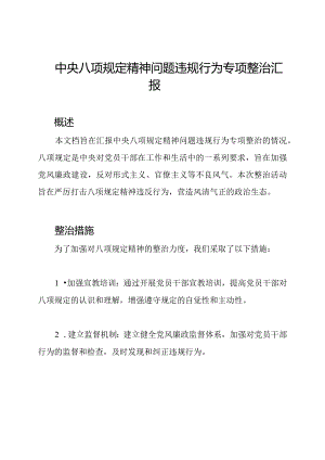 中央八项规定精神问题违规行为专项整治汇报.docx