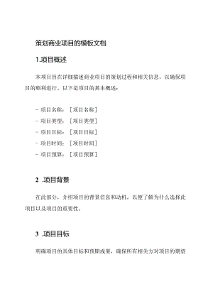 策划商业项目的模板文档.docx