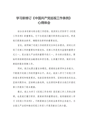 学习2024版新修订中国共产党巡视工作条例心得体会交流发言(五篇).docx