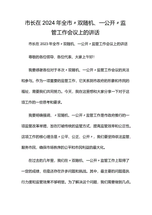 市长在2024年全市“双随机、一公开”监管工作会议上的讲话.docx