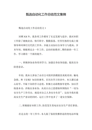 甄选自动化工作总结范文集锦.docx