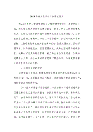 2024年康复医学会工作要点范文.docx