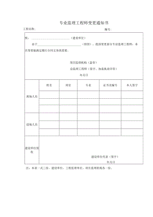 专业监理工程师变更通知书.docx