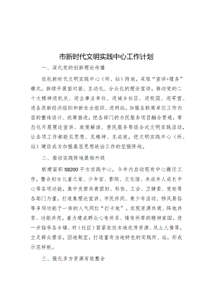 2024年新时代文明实践中心工作计划（市级）.docx