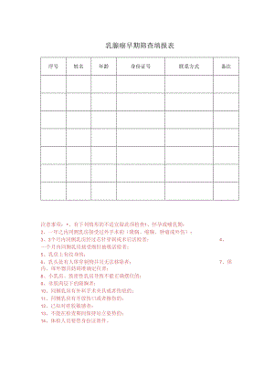 乳腺癌早期筛查填报表.docx