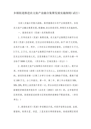乡镇街道推进农文旅产业融合集聚发展实施细则.docx