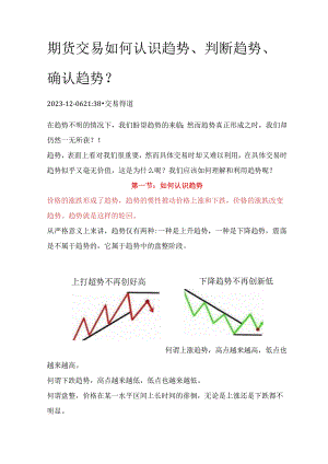 期货交易如何认识趋势、判断趋势、确认趋势？.docx