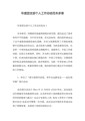 年度团支部个人工作总结范本多章.docx