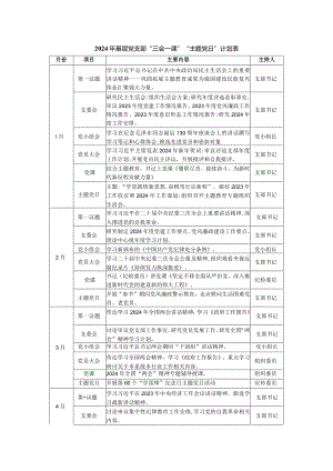 2024基层党支部“三会一课”“主题党日”计划表.docx