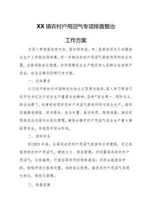 XX镇农村户用沼气专项排查整治工作方案.docx