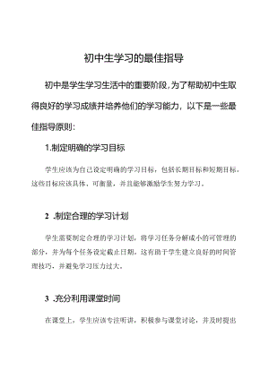 初中生学习的最佳指导.docx