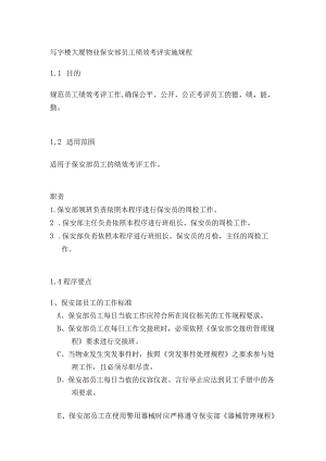 写字楼大厦物业保安部员工绩效考评实施规程.docx