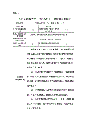 社区“科技志愿服务点（社区或村）”典型事迹推荐表.docx