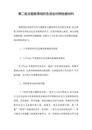 第二批主题教育组织生活会对照检查材料.docx