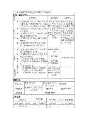 中小企业规范化管理制造部工艺科科长岗位说明书.docx