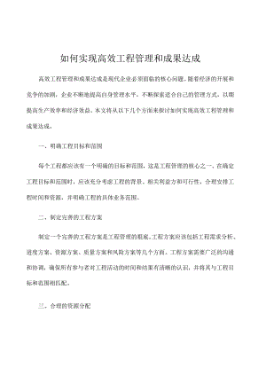 如何实现高效项目管理和成果达成.docx