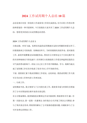 2024工作试用期个人总结10篇.docx