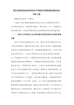 国企党委成员参加研学班关于国有经济高质量发展的发言材料2篇.docx