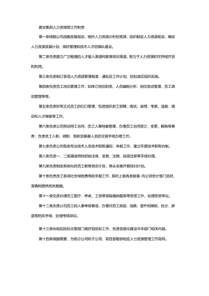 建设集团人力资源部工作职责.docx