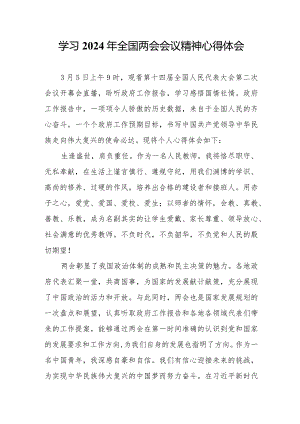 乡镇党员干部学习2024年全国两会会议精神个人心得体会（合计5份）.docx