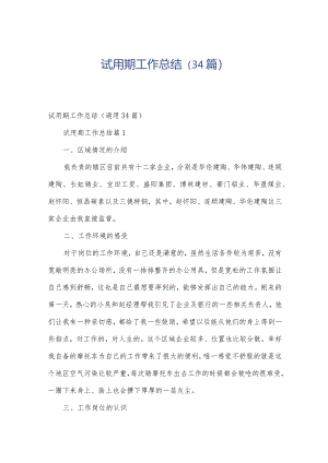 试用期工作总结（34篇）.docx