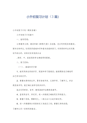 小升初复习计划（3篇）.docx