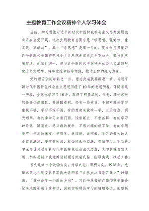 主题教育工作会议精神个人学习体会.docx