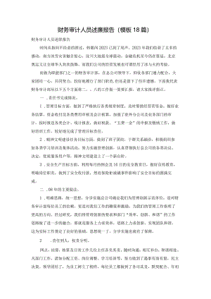 财务审计人员述廉报告（模板18篇）.docx