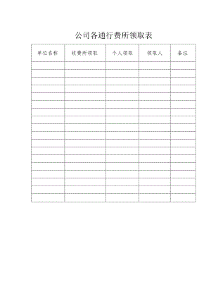 公司各通行费所领取表.docx
