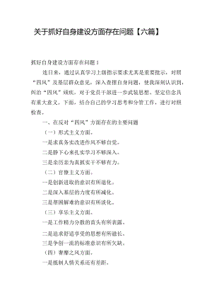 关于抓好自身建设方面存在问题【六篇】.docx