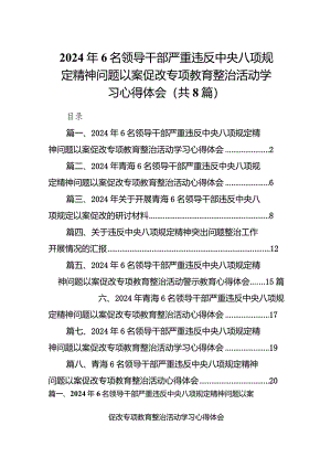2024年6名领导干部严重违反中央八项规定精神问题以案促改专项教育整治活动学习心得体会范文精选(8篇).docx