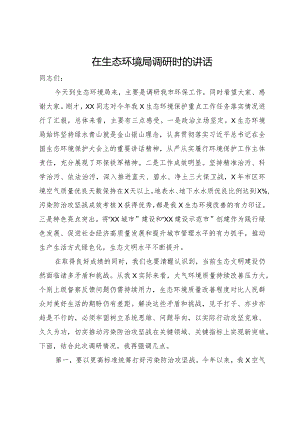 在生态环境局调研时的讲话.docx