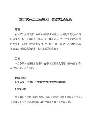 应对农民工工资突发问题的应急预案.docx
