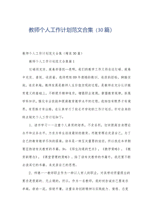 教师个人工作计划范文合集（30篇）.docx