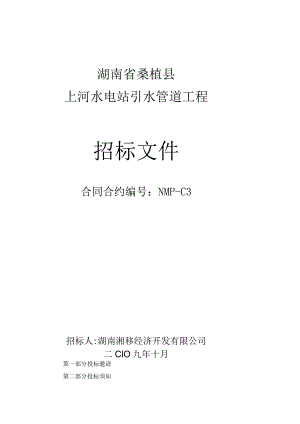 X水电站引水管道工程招标文件范文书.docx