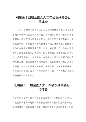 最新版2024年全国两会观看第十四届全国人大二次会议开幕会学习体会三十篇.docx