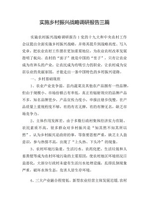 实施乡村振兴战略调研报告三篇.docx