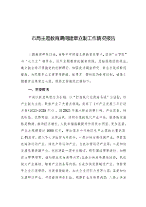 第二批主题教育建章立制工作情况报告（市局）.docx