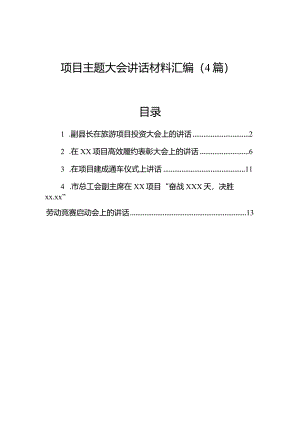 项目主题大会讲话材料汇编（4篇）.docx