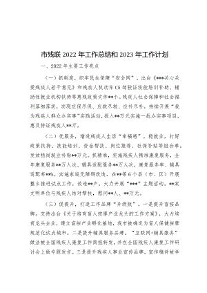 市残联2022年工作总结和2023年工作计划&组织部2023年上半年工作总结和下半年工作计划.docx