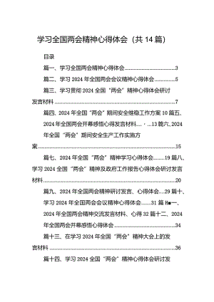 学习全国两会精神心得体会（共14篇）.docx
