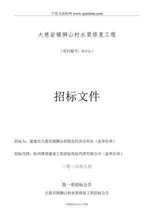 水渠修复工程招投标书范本.docx