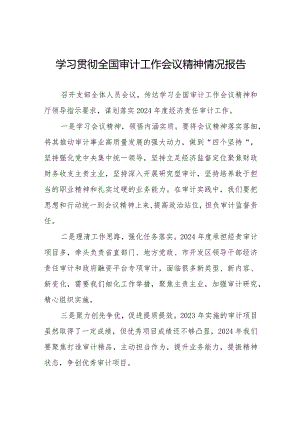关于学习2024全国审计工作会议精神情况报告十五篇.docx