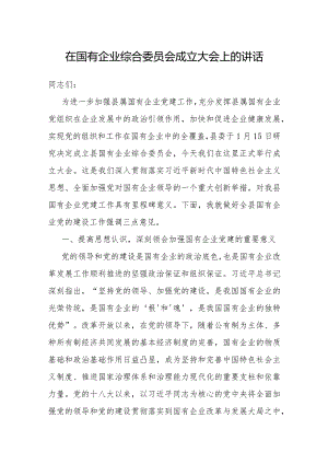 在综合委员会成立大会上的讲话（国有企业）.docx