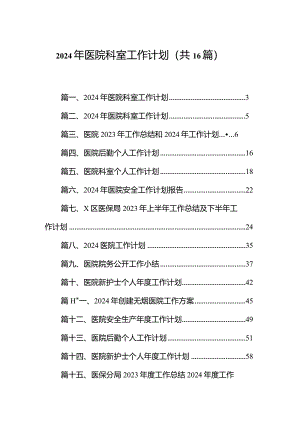 2024年医院科室工作计划范文16篇（完整版）.docx
