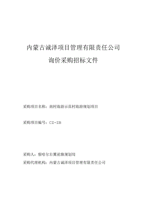 规划局旅游示范村旅游规划项目招投标书范本.docx