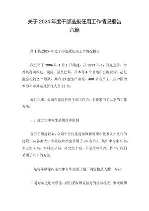 关于2024年度干部选拔任用工作情况报告六篇.docx